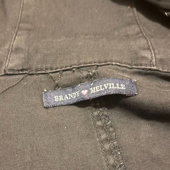 BRANDY MELVILLE Hailey Zip Hood Jacket Black Womens One Size Brandi Cotton - Picture 5 of 6